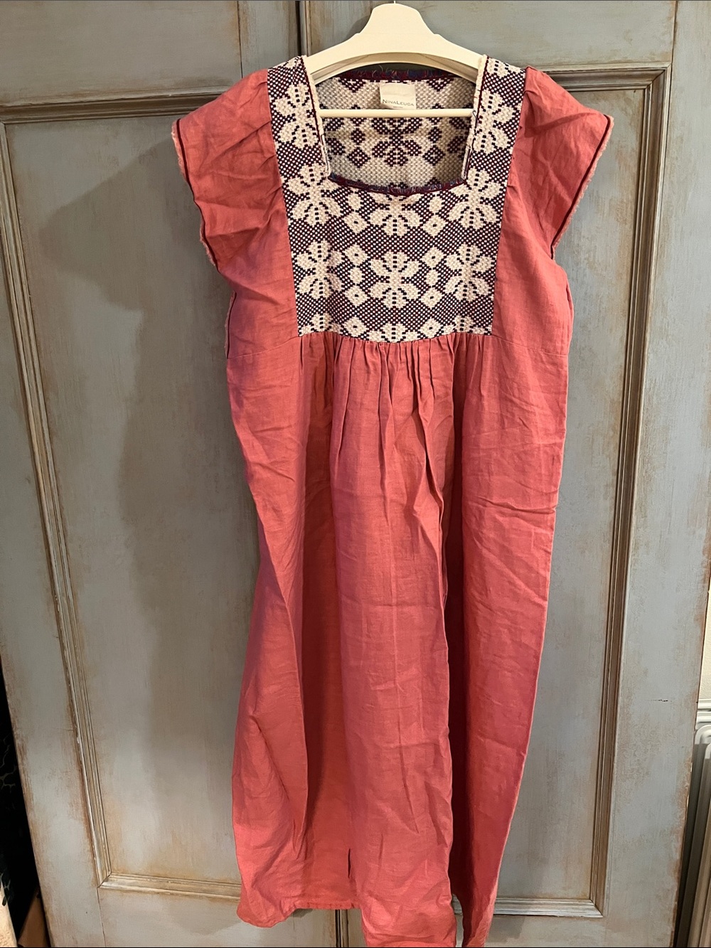 Women’s Coral Pink Embroidered Cotton Dress made in Italy Nina Leuca
